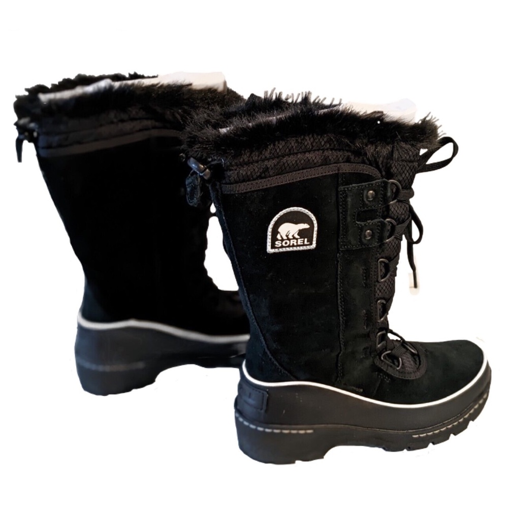Sorel Tivoli III High Black Suede Leather Mid-Calf Lace Up Winter Snow Boots